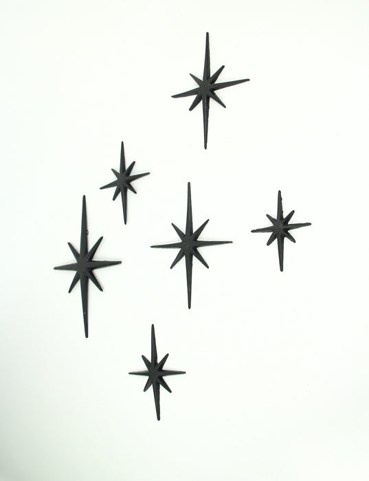 Black - Image 2 - Enchanting Set of 6 Black Cast Iron Starburst Wall Hangings - Mid Century Modern Decor with Elegant 8