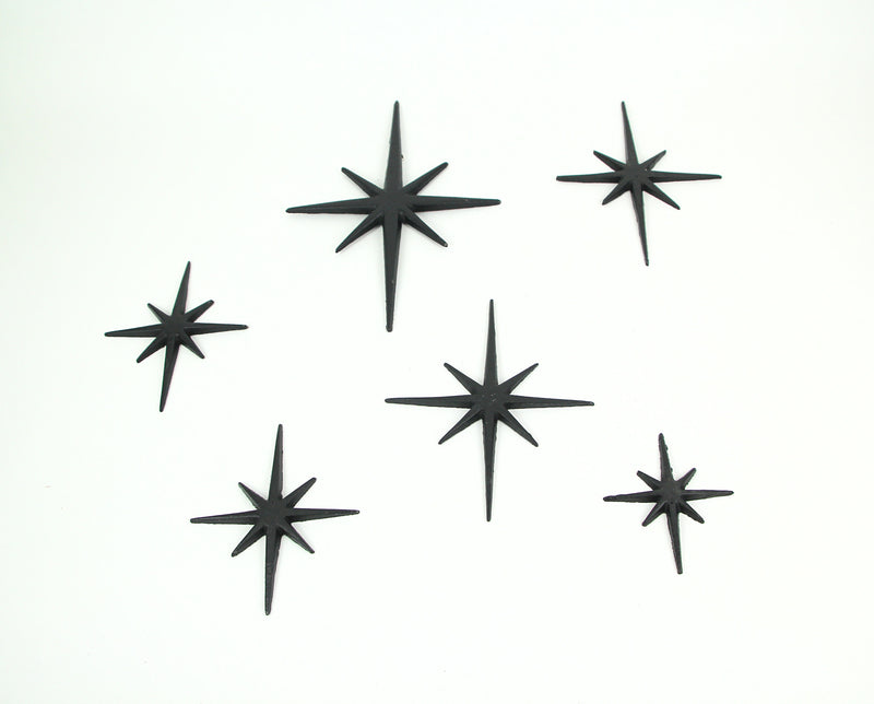 Black - Image 3 - Enchanting Set of 6 Black Cast Iron Starburst Wall Hangings - Mid Century Modern Decor with Elegant 8