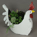 White - Image 10 - Rustic White Finish Metal Rooster Planter - Indoor/Outdoor Decorative Flower Pot for Home and Garden -