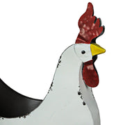 White - Image 2 - Rustic White Finish Metal Rooster Planter - Indoor/Outdoor Decorative Flower Pot for Home and Garden - 15.5
