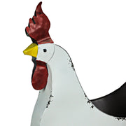 White - Image 6 - Rustic White Finish Metal Rooster Planter - Indoor/Outdoor Decorative Flower Pot for Home and Garden - 15.5