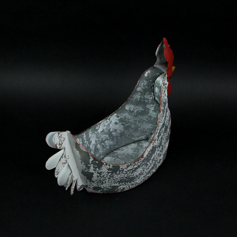 Silver - Image 5 - Charming Weathered White Metal Rooster Planter for Indoor and Outdoor Country Farmhouse Decor - Rustic