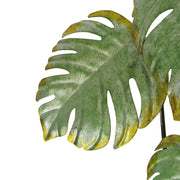 Set of 2 Green and Grey Metal Tropical Monstera Potted Plant Wall Sculptures -  - Great For Kitchens and Bathrooms - Boho