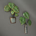 Set of 2 Green and Grey Metal Tropical Monstera Potted Plant Wall Sculptures -  - Great For Kitchens and Bathrooms - Boho