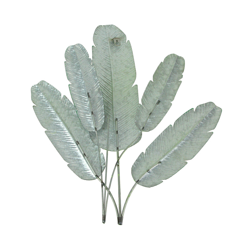 Green Metal Banana Leaf Hanging Wall Sculpture Tropical Plant Decorative Plaque 20 Inches High - Easy Installation - Add