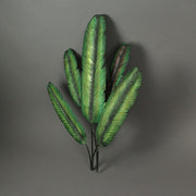 Green Metal Banana Leaf Hanging Wall Sculpture Tropical Plant Decorative Plaque 20 Inches High - Easy Installation - Add