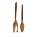 24 Inch - Image 2 - Set of 2 Carved Tiki Design Wooden Spoon & Fork Utensil Wall Sculptures in Brown Wood - Large 24-Inch
