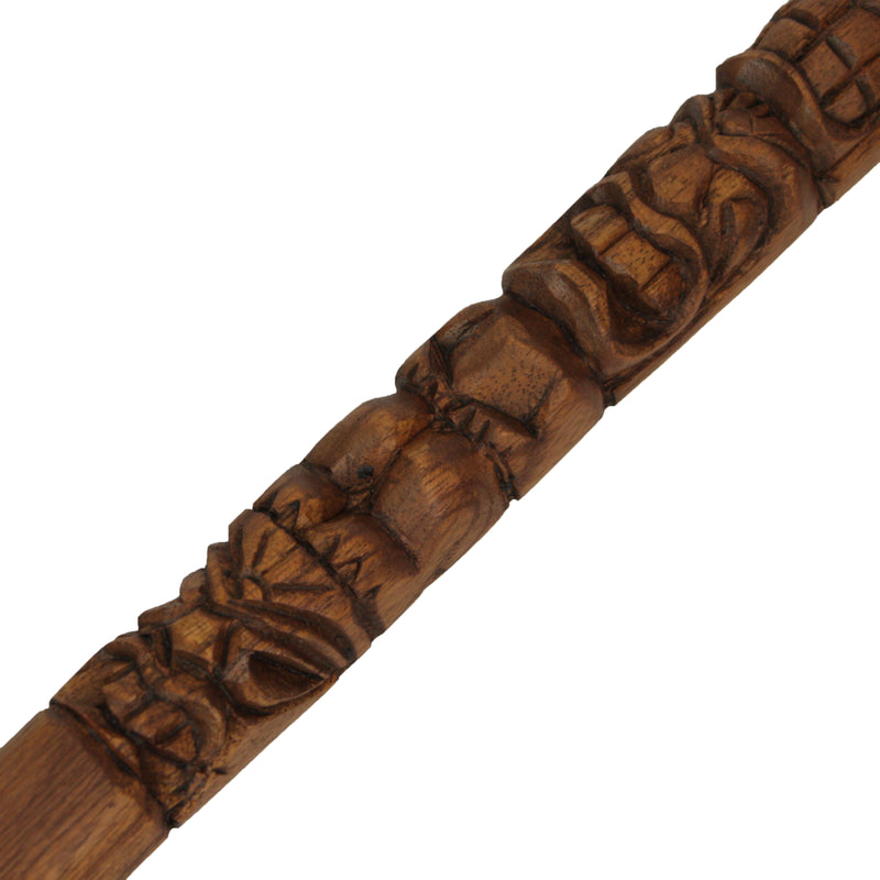 24 Inch - Image 8 - Set of 2 Carved Tiki Design Wooden Spoon & Fork Utensil Wall Sculptures in Brown Wood - Large 24-Inch