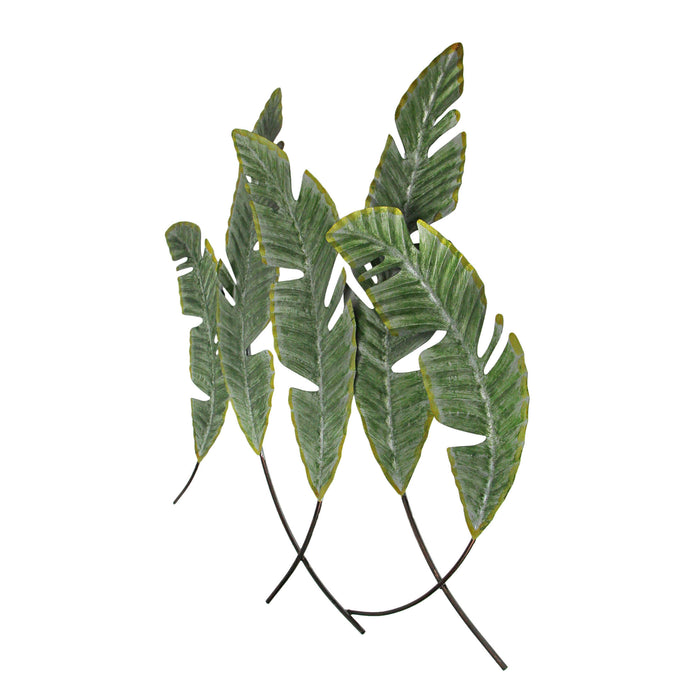 Graceful Green Metal Banana Leaf Wall Sculpture - Tropical Paradise in Your Home - Stunning 27-Inch Nature-Inspired Artwork