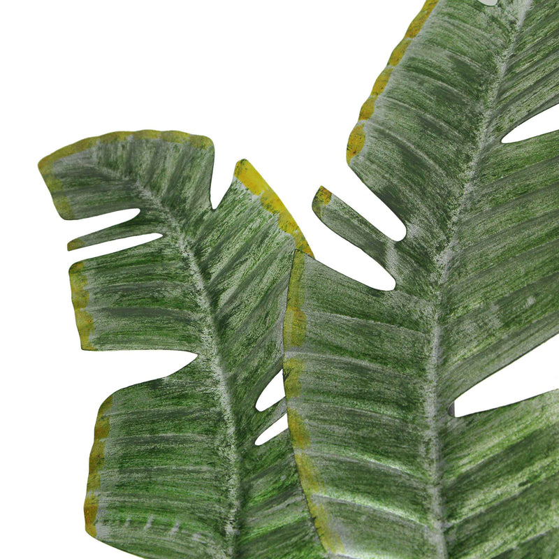 Graceful Green Metal Banana Leaf Wall Sculpture - Tropical Paradise in Your Home - Stunning 27-Inch Nature-Inspired Artwork