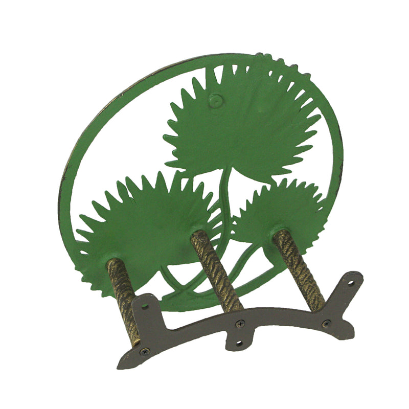 Palm Frond - Image 3 - Green Cast Iron Palm Frond Wall Mounted Garden Hose Hanger Holder - Decorative Outdoor Organizer -