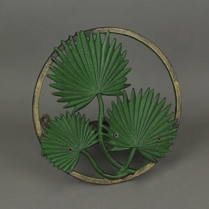 Palm Frond - Image 4 - Green Cast Iron Palm Frond Wall Mounted Garden Hose Hanger Holder - Decorative Outdoor Organizer -