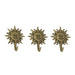 Set of 3 Vintage Sun-Face Cast Iron Decorative Wall Hooks in Antique Gold Finish - Elegant Towel or Coat Hanger Rack for Home