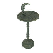 Verdigris Green Finish Cast Iron Sun, Moon and Stars Celestial Sundial - Decorative Garden Pedestal Sun Clock - Outdoor Decor