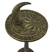 23 inch Tall Bronze Finish Cast Iron Sun, Moon Face and Stars Celestial Sundial - Decorative Garden Pedestal Sun Clock -