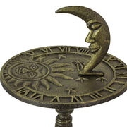 23 inch Tall Bronze Finish Cast Iron Sun, Moon Face and Stars Celestial Sundial - Decorative Garden Pedestal Sun Clock -