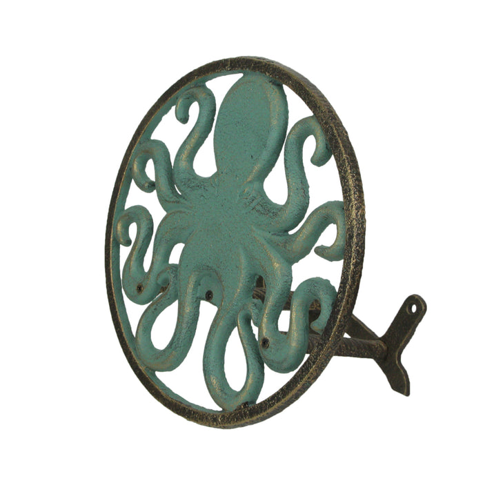 Green - Image 7 - Verdigris Octopus Hose Hanger - Cast Iron Decorative Wall-Mounted Garden Hose Holder - 12-Inch Diameter -