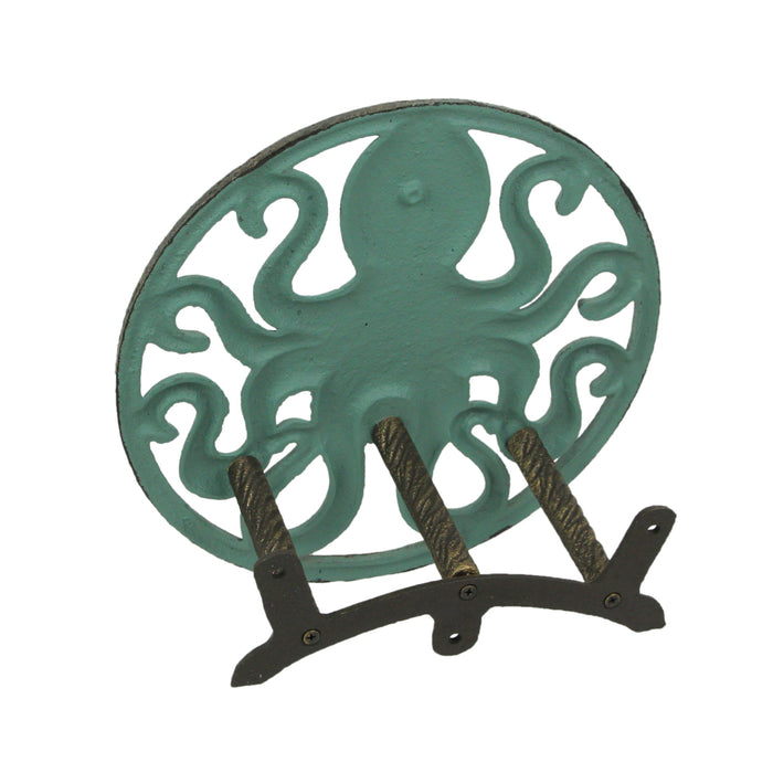 Green - Image 3 - Verdigris Octopus Hose Hanger - Cast Iron Decorative Wall-Mounted Garden Hose Holder - 12-Inch Diameter -