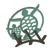 Green - Image 3 - Verdigris Bronze Finish Cast Iron Sea Turtle Decorative Wall Mounted Hanging Garden Hose Hanger - 12 Inches