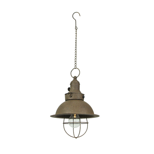Antique Dark Brown Finish Farmhouse Battery Operated LED Pendant Light with Timer - Hanging Accent Lamp - Indoor / Outdoor