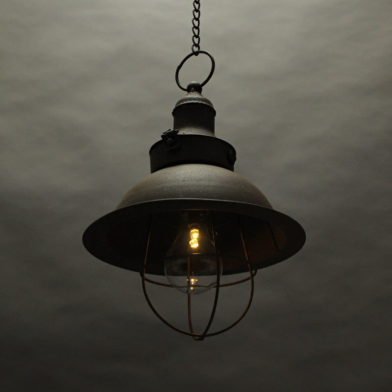 Antique Dark Brown Finish Farmhouse Battery Operated LED Pendant Light with Timer - Hanging Accent Lamp - Indoor / Outdoor