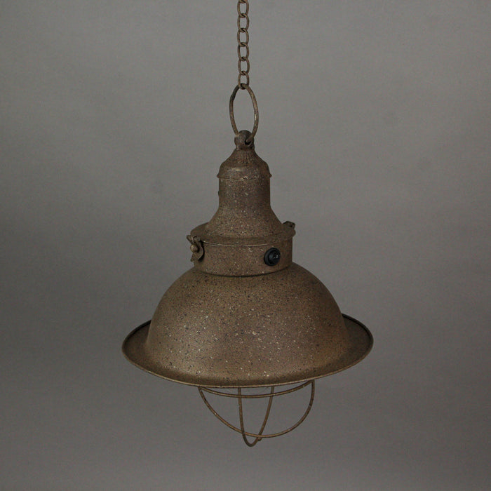 Antique Dark Brown Finish Farmhouse Battery Operated LED Pendant Light with Timer - Hanging Accent Lamp - Indoor / Outdoor