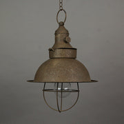 Antique Dark Brown Finish Farmhouse Battery Operated LED Pendant Light with Timer - Hanging Accent Lamp - Indoor / Outdoor