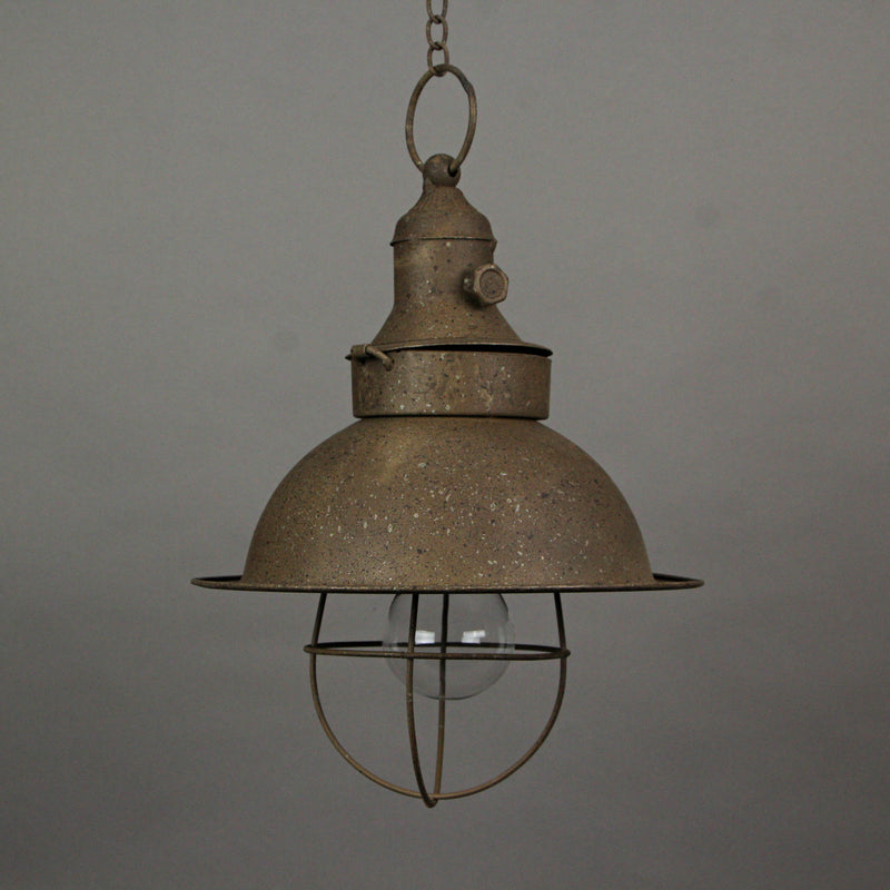 Antique Dark Brown Finish Farmhouse Battery Operated LED Pendant Light with Timer - Hanging Accent Lamp - Indoor / Outdoor