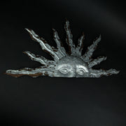 Galvanized Grey Metal Celestial Rising Sun Face Wall Hanging Art - Rustic Farmhouse Style Home and Garden Decor Plaque with