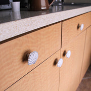 White - Image 5 - Set of 6 Antique White Cast Iron Scallop Sea Shell Drawer Pulls Nautical Cabinet Knobs - 2 Inches Long -