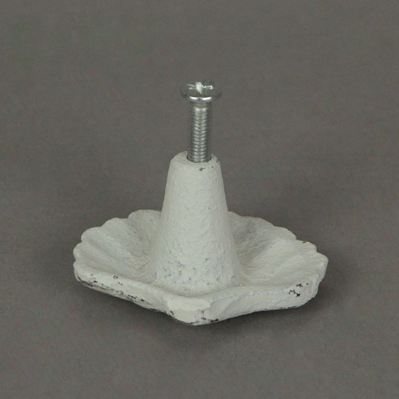 White - Image 10 - Set of 6 Antique White Cast Iron Scallop Sea Shell Drawer Pulls Nautical Cabinet Knobs - 2 Inches Long -