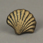 Gold - Image 6 - Set of 6 Antique Gold Cast Iron Scallop Sea Shell Drawer Pulls Nautical Cabinet Knobs - 2 Inches Long -