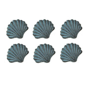Light Blue - Image 1 - Set of 6 Blue Cast Iron Scallop Sea Shell Drawer Pulls Nautical Cabinet Knobs - 2 Inches Long -