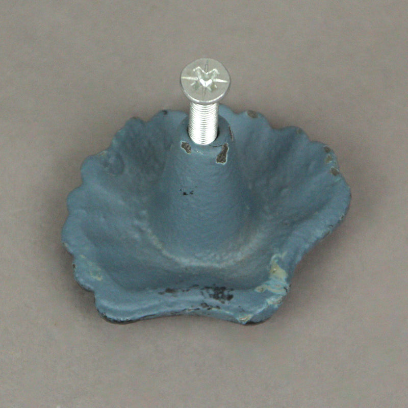 Light Blue - Image 8 - Set of 6 Blue Cast Iron Scallop Sea Shell Drawer Pulls Nautical Cabinet Knobs - 2 Inches Long -