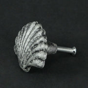 Silver - Image 6 - Set of 6 Antique Silver Cast Iron Scallop Sea Shell Drawer Pulls Nautical Cabinet Knobs - 2 Inches Long -