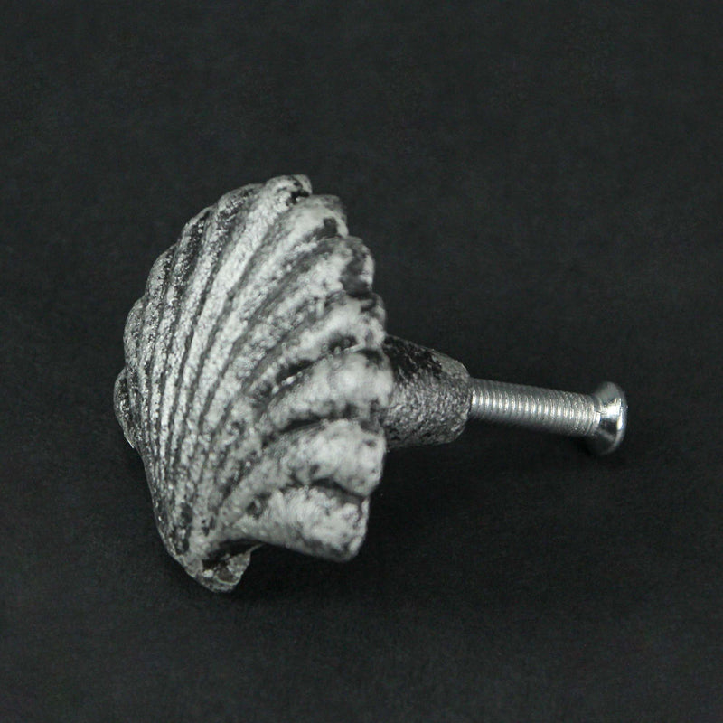 Silver - Image 6 - Set of 6 Antique Silver Cast Iron Scallop Sea Shell Drawer Pulls Nautical Cabinet Knobs - 2 Inches Long -