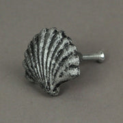 Silver - Image 7 - Set of 6 Antique Silver Cast Iron Scallop Sea Shell Drawer Pulls Nautical Cabinet Knobs - 2 Inches Long -