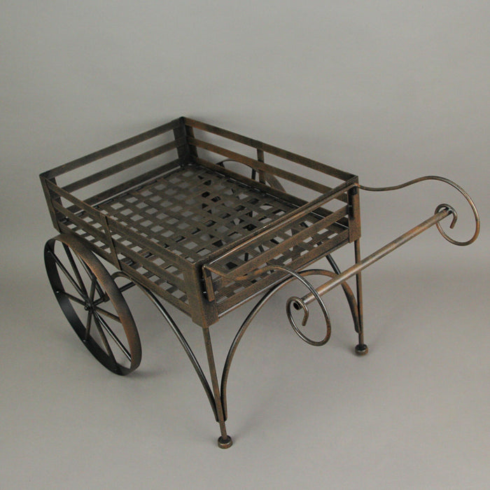 Metal - Image 6 - Charming Rustic Brown Metal Wagon Cart Plant Stand and Flower Holder - Transform Your Indoor and Outdoor