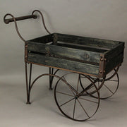 Dark Wood & Metal - Image 9 - 24-Inch Rustic Black Wood and Metal Wagon Cart-Style Plant Stand / Holder Featuring a 17in x