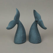 Blue - Image 6 - Set of 2 Nautical Cast Iron Whale Tail Decorative Bookends - Coastal Themed Shelves, and Beach House -