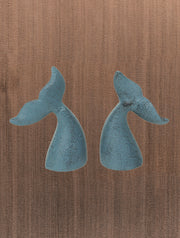 Blue - Image 8 - Set of 2 Nautical Cast Iron Whale Tail Decorative Bookends - Coastal Themed Shelves, and Beach House -