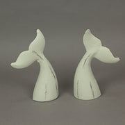 White - Image 10 - Set of 2 Nautical Cast Iron Whale Tail Decorative Bookends for Home Decor, Coastal Themed Shelves, and