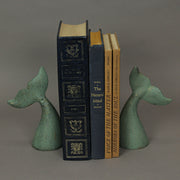 Green - Image 9 - Set of 2 Nautical Cast Iron Whale Tail Decorative Bookends for Home Decor, Coastal Themed Shelves, and