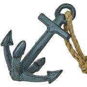 Blue - Image 7 - Set of 2 Blue Cast Iron Boat Anchor Bookends: Nautical Home Decor Sculptures Standing 4.75 Inches High,