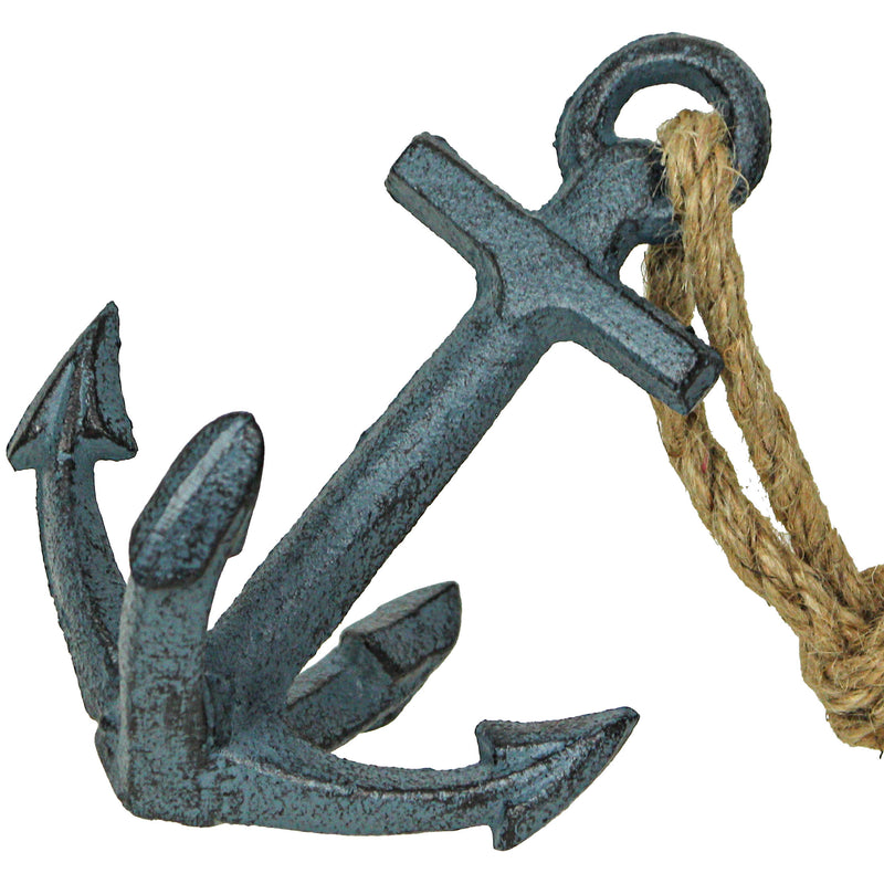 Blue - Image 7 - Set of 2 Blue Cast Iron Boat Anchor Bookends: Nautical Home Decor Sculptures Standing 4.75 Inches High,
