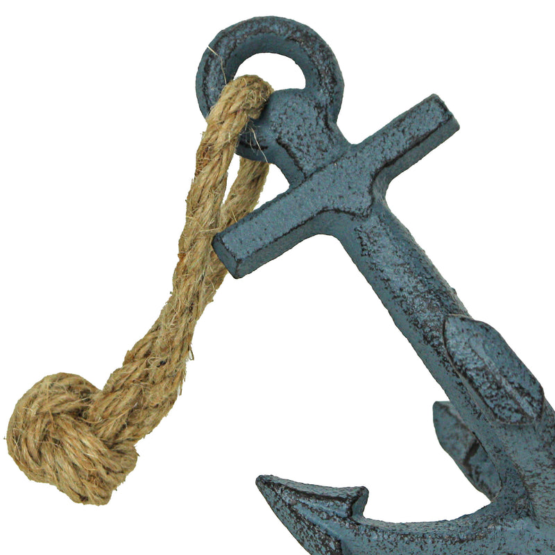 Blue - Image 9 - Set of 2 Blue Cast Iron Boat Anchor Bookends: Nautical Home Decor Sculptures Standing 4.75 Inches High,