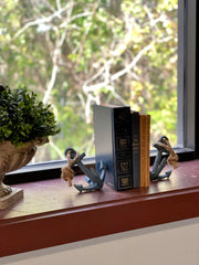 Blue - Image 4 - Set of 2 Blue Cast Iron Boat Anchor Bookends: Nautical Home Decor Sculptures Standing 4.75 Inches High,