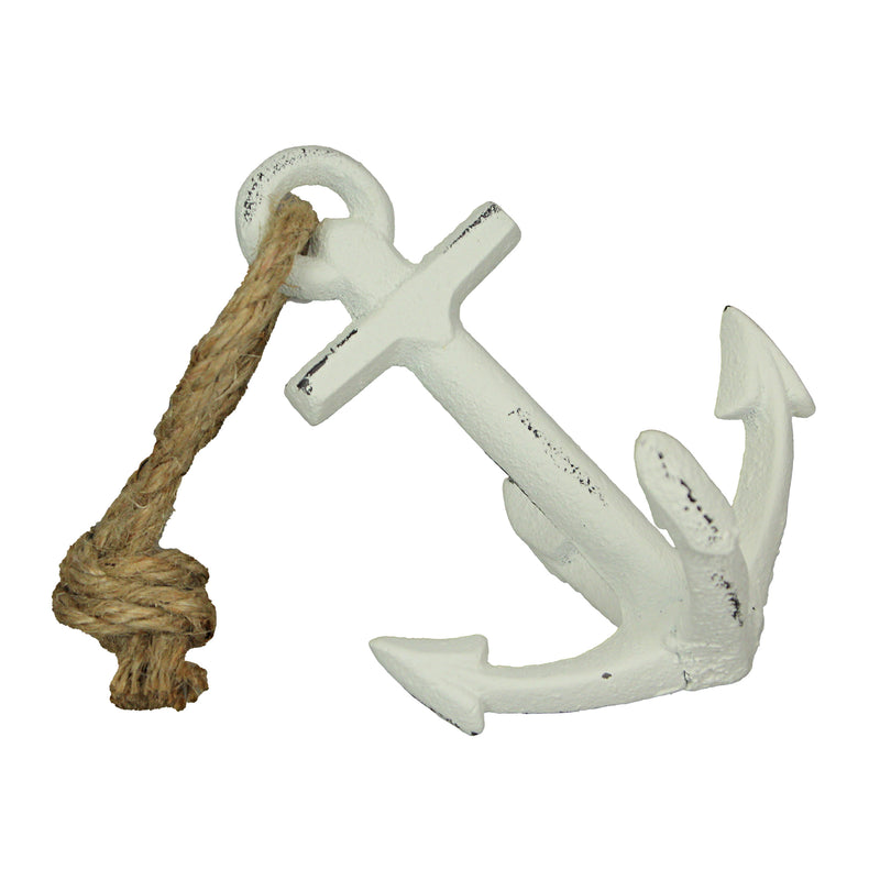 White - Image 6 - Pair of Timeless Antique White Cast Iron Boat Anchor Bookends - Nautical Home Decor Sculptures for Stylish