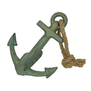 Green - Image 3 - Set of 2 Verdigris Green Finish Cast Iron Boat Anchor Decorative Bookends - Nautical Sculptures for Stylish