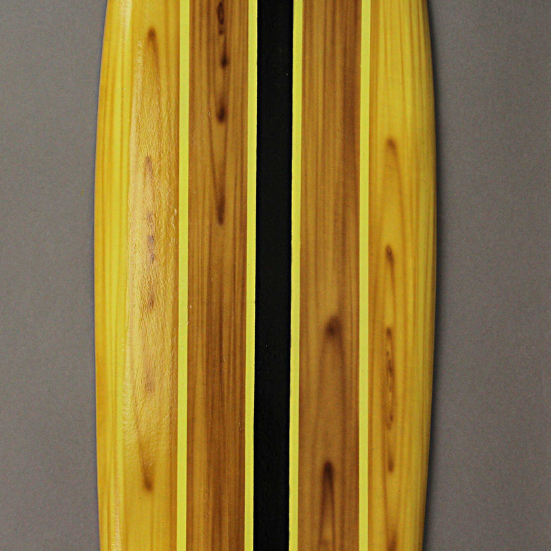 Striped Wooden Surfboard Wall Decor 39 Inch – Decorative Surfboard Wall Art, Retro Beach Coastal Decor, Light Brown Wood Surf